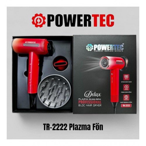 Powertec TR-2222 Delux Plazma Digital Supersonic Saç Kurutma Fön Makinesi 