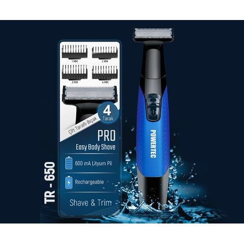 Powertec Tr- 650 Vücut Tıraş Makinesi Ense, Sakal, Vücut Powertec Tr- 650 Vücut Tıraş Makinesi Ense, Sakal, Vücut